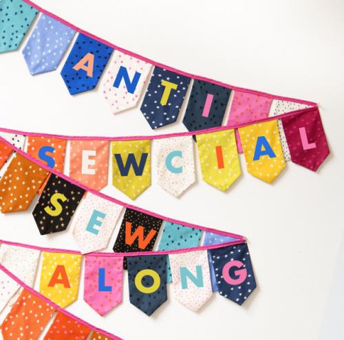 Bunting on a white wall using the starry fabric from Alexia Marcelle Abegg